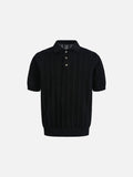 DAXUEN Short-sleeved knitted polo shirt with vertical stripes