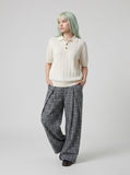 DAXUEN Short-sleeved knitted polo shirt with vertical stripes — model photo