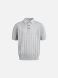 DAXUEN Short-sleeved knitted polo shirt with vertical stripes