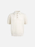 DAXUEN Short-sleeved knitted polo shirt with vertical stripes