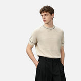 DAXUEN Men's short sleeve knitted sweater with textured knit