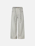 DAXUEN light grey wide-leg striped pants