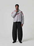 DAXUEN black textured linen wide-leg pants — model photo