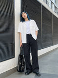 DAXUEN Loose-fitting button-up shirt with camp collar — model photo