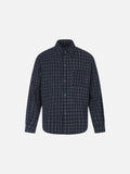 DAXUEN textured navy and grey plaid button-up shirt