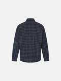 DAXUEN textured navy and grey plaid button-up shirt