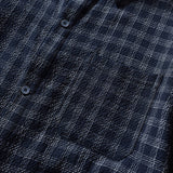 DAXUEN textured navy and grey plaid button-up shirt
