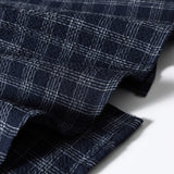 DAXUEN textured navy and grey plaid button-up shirt