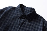 DAXUEN textured navy and grey plaid button-up shirt