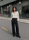 DAXUEN textured navy and grey plaid button-up shirt — model photo