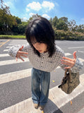 DAXUEN textured navy and grey plaid button-up shirt — model photo