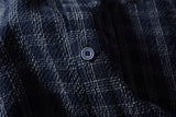 DAXUEN textured navy and grey plaid button-up shirt