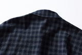 DAXUEN textured navy and grey plaid button-up shirt