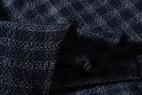 DAXUEN textured navy and grey plaid button-up shirt