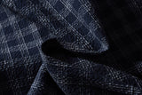 DAXUEN textured navy and grey plaid button-up shirt