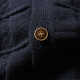 DAXUEN navy textured grid knit cardigan