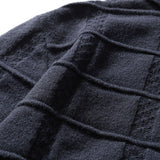 DAXUEN navy textured grid knit cardigan
