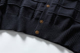 DAXUEN navy textured grid knit cardigan