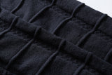 DAXUEN navy textured grid knit cardigan
