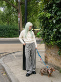 DAXUEN navy textured grid knit cardigan — model photo