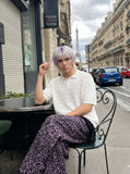 DAXUEN solid white textured open-knit polo shirt — model photo