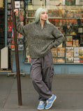 DAXUEN Textured oversized sweater with mock neck — model photo