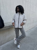 DAXUEN textured oversized windbreaker jacket — model photo