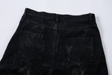 DAXUEN washed black and blue textured quilted wide-leg jeans