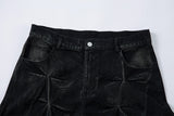 DAXUEN washed black and blue textured quilted wide-leg jeans