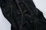 DAXUEN washed black and blue textured quilted wide-leg jeans