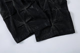 DAXUEN washed black and blue textured quilted wide-leg jeans