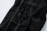 DAXUEN washed black and blue textured quilted wide-leg jeans
