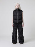 DAXUEN washed black and blue textured quilted wide-leg jeans — model photo