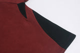 DAXUEN rust brown and black color block sweatshirt with graphic
