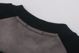 DAXUEN rust brown and black color block sweatshirt with graphic