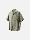 DAXUEN Textured short-sleeved button-up shirt in sage green