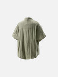 DAXUEN Textured short-sleeved button-up shirt in sage green