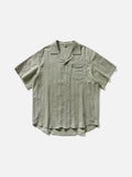 DAXUEN Textured short-sleeved button-up shirt in sage green