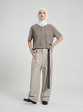 DAXUEN khaki textured slub knit Henley t-shirt — model photo