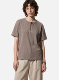 DAXUEN khaki textured slub knit Henley t-shirt