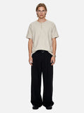 DAXUEN khaki textured slub knit Henley t-shirt