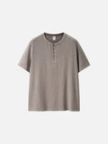 Textured Slub Knit Henley T-Shirt