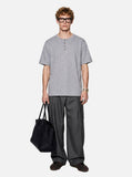 DAXUEN khaki textured slub knit Henley t-shirt