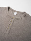 DAXUEN khaki textured slub knit Henley t-shirt