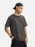 DAXUEN solid color textured henley t-shirt
