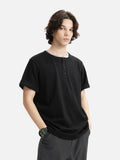 DAXUEN solid color textured henley t-shirt