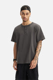 DAXUEN solid color textured henley t-shirt