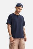 DAXUEN solid color textured henley t-shirt