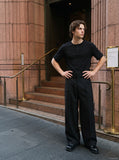 DAXUEN solid color textured henley t-shirt — model photo
