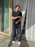 DAXUEN solid color textured henley t-shirt — model photo